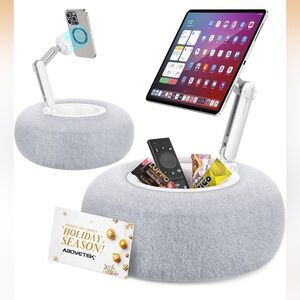 NEW Open Box AboveTEK Kindle Pillow Stand Magnetic iPad Holder Snack Bowl, 360°